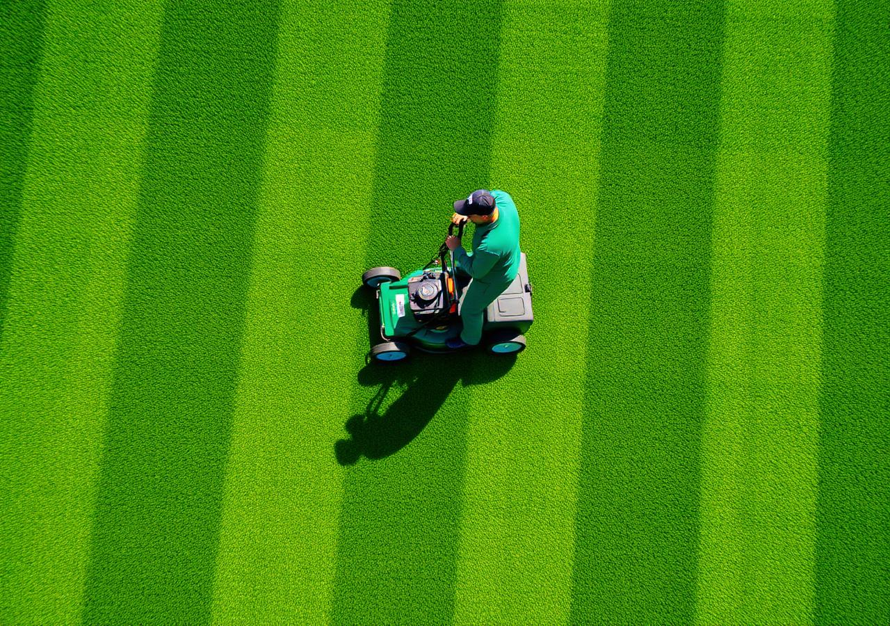 Lawn-Patrol crew mowing perfect stripes